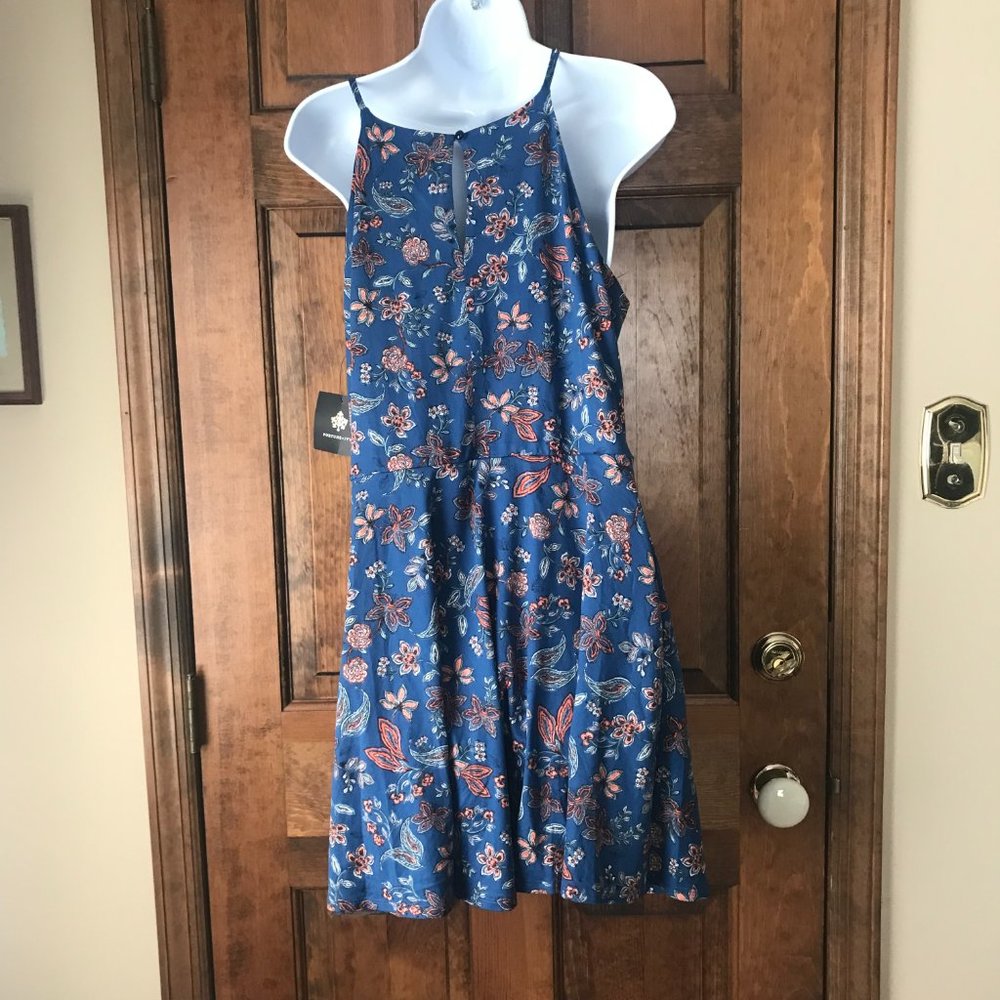 NWT Fortune + Ivy Blue w/Scattered Flowers Halter-Style Dress Large - Picture 6 of 10